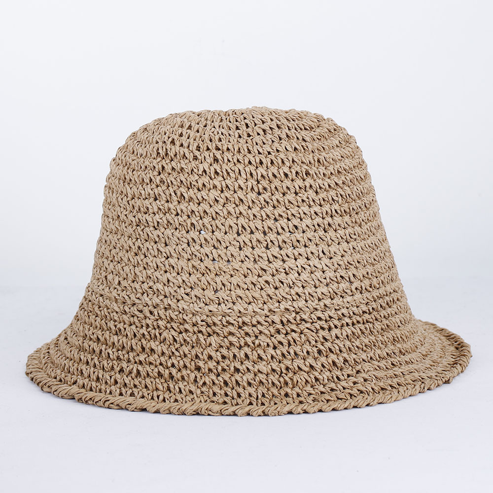 Paper Straw Color - 女性のための夏の麦わら帽子,編まれた籐の帽子,ビーチ,釣り,折りたたみ帽子,無地