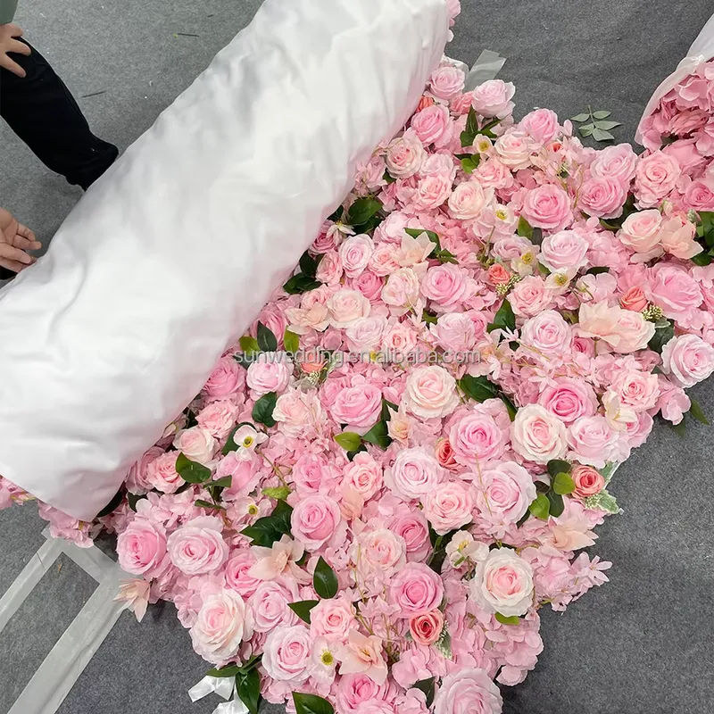 サンウェディングシルク人工花壁カスタムウェディング背景3Dロ - Flower Wall Panel のレビューと価格