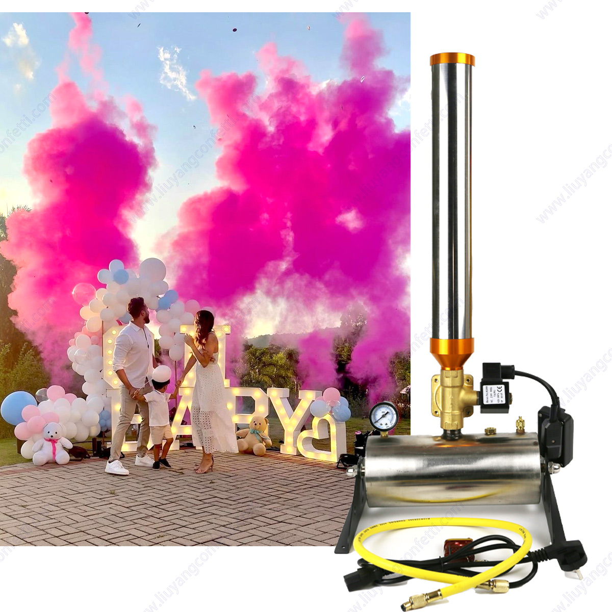 電気リモコン紙吹雪粉末マシン空気圧縮機ベビーシャワーウェディ - Confetti Cannon Tube のレビューと価格