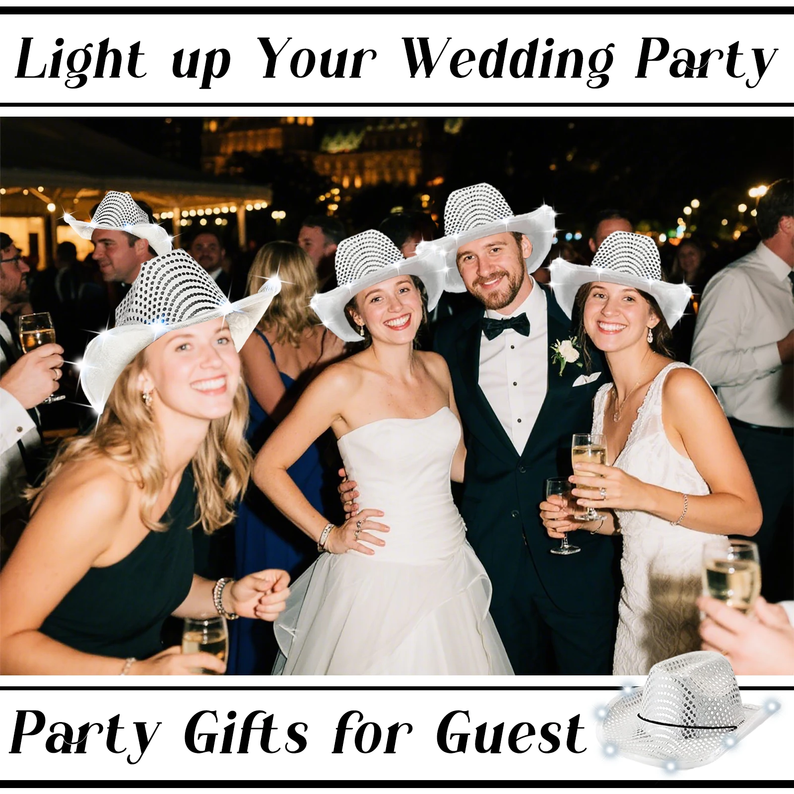 4/6/8/10/12/16個入り LEDカウボーイハット  - Party Hat Cone のレビューと価格