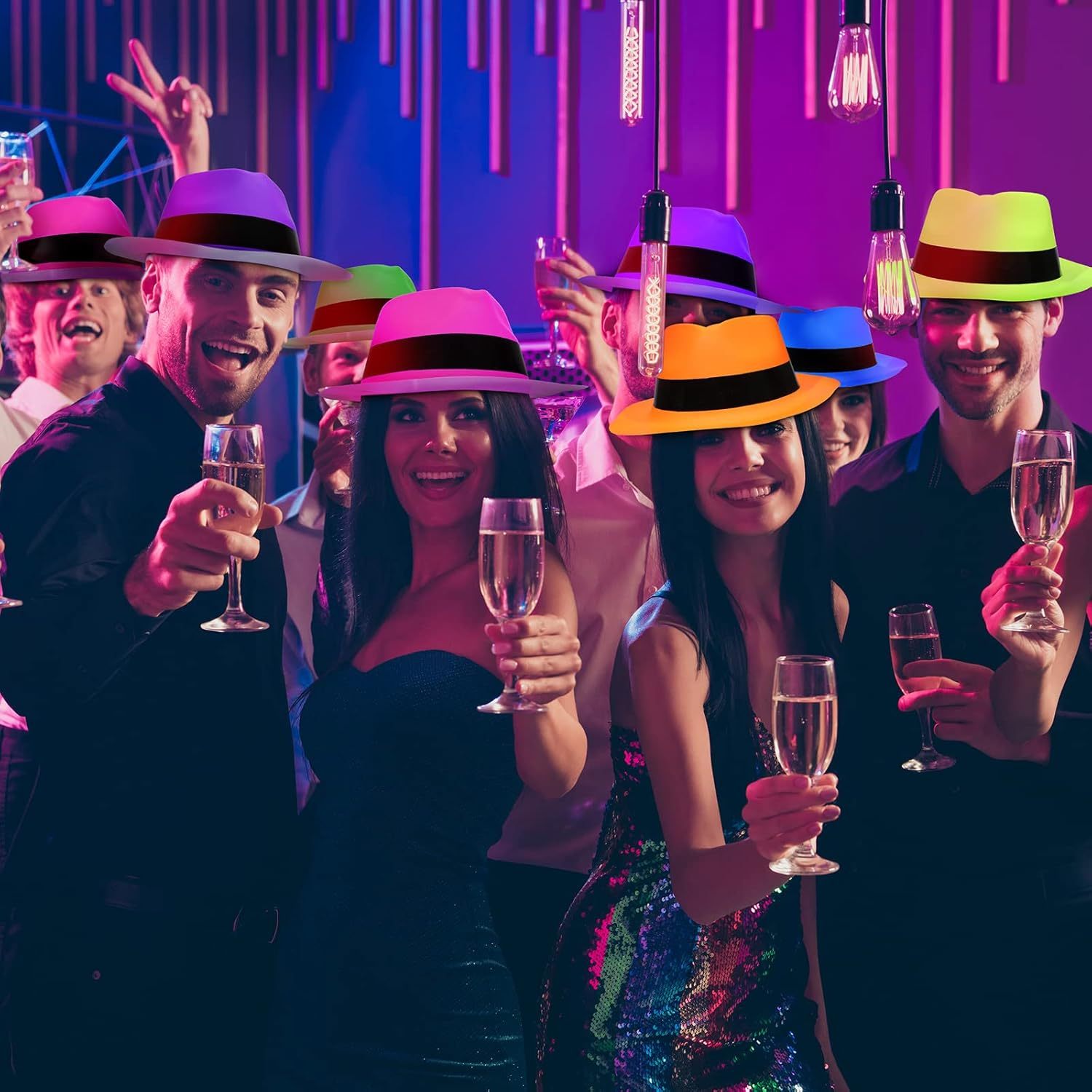 12個入り ネオンマフィアスタイル パーティーハット - ギ - Party Hat Cone のレビューと価格
