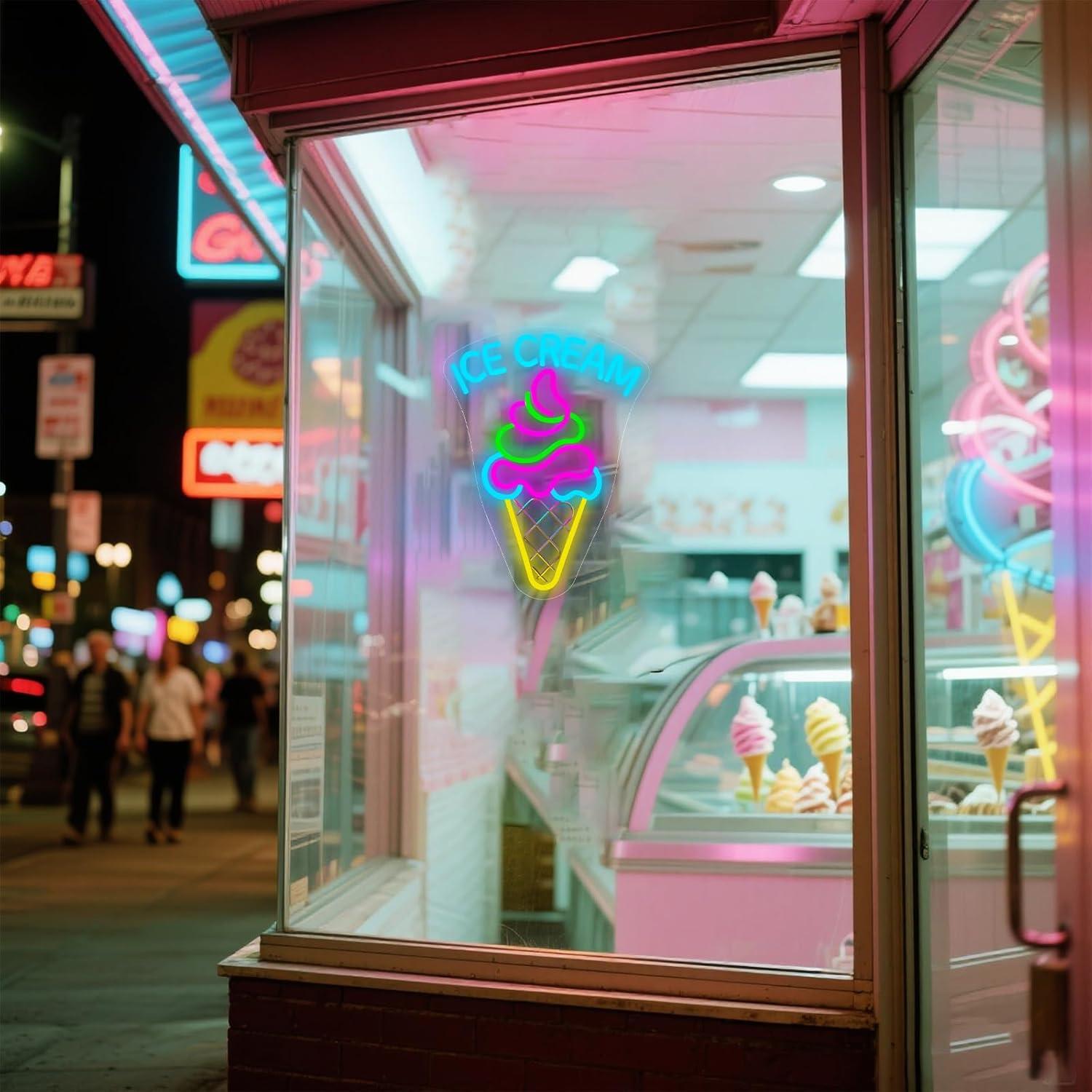 アイスクリームネオンサイン調光可能デザートバーLEDライト、 - Neon Sign Party のレビューと価格