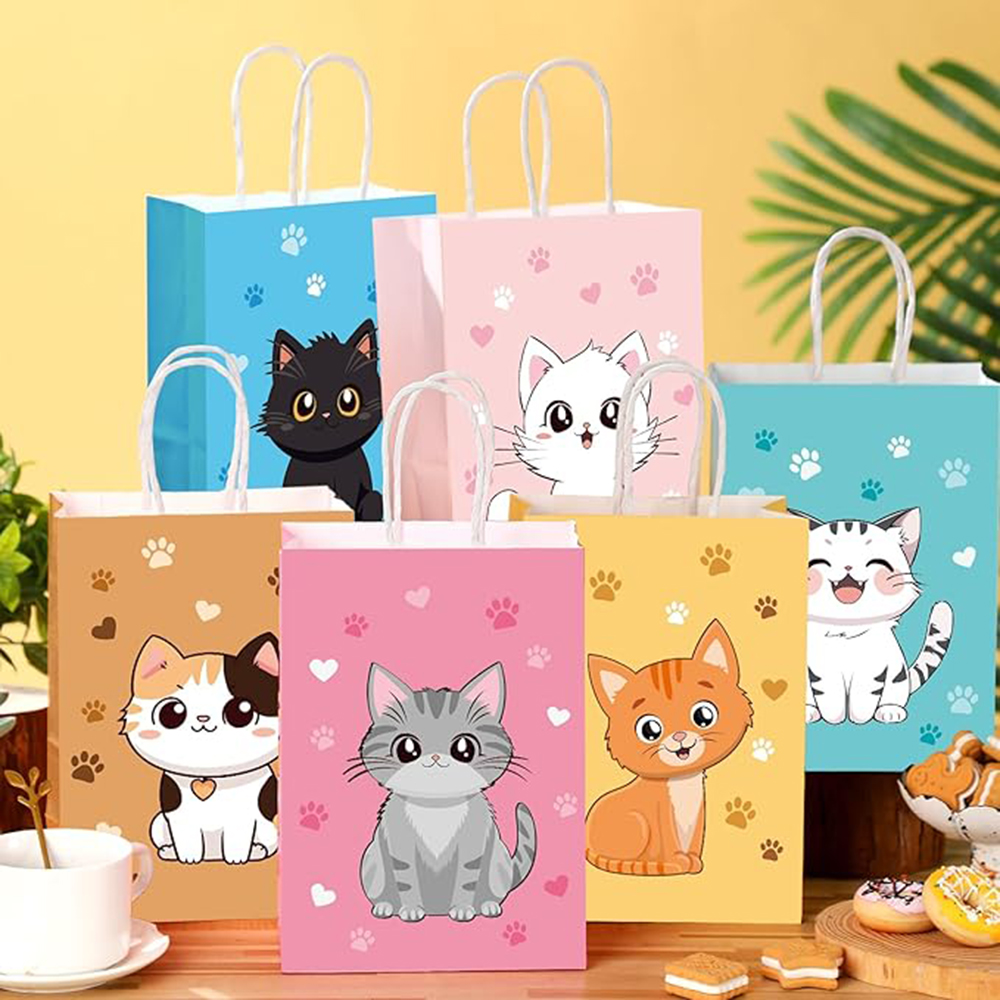 6-48 個のカラフルな漫画猫プリント紙キャンディショッピン - Event Party Shop のレビューと価格