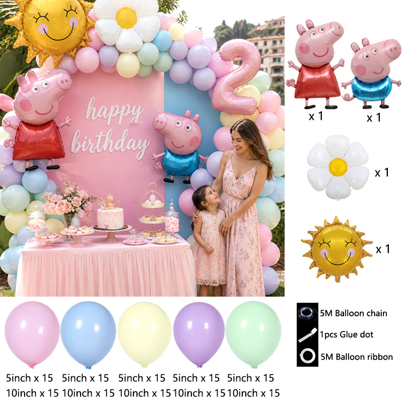 ペッパピッグをテーマにしたバルーンアーチキット、DIYフォイ - Balloon Arch Kit のレビューと価格