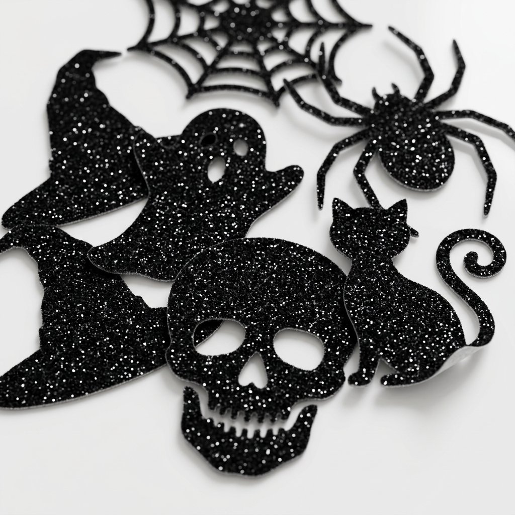 ハロウィンコンフェッティ 120個入り グリッターブラック  - Papercraft Supply Confetti のレビューと価格