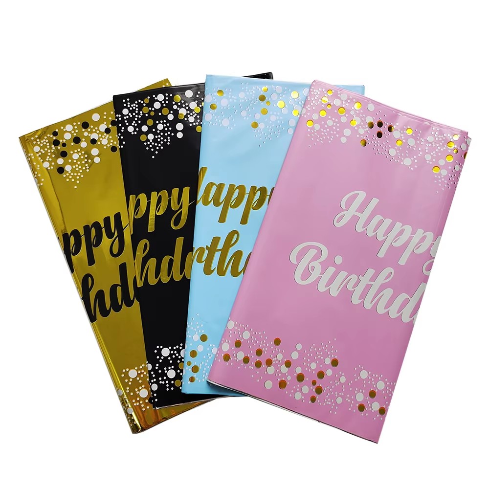 ハッピーバースデー使い捨てテーブルクロス ドットスター柄 長 - Table Cloth Disposable のレビューと価格