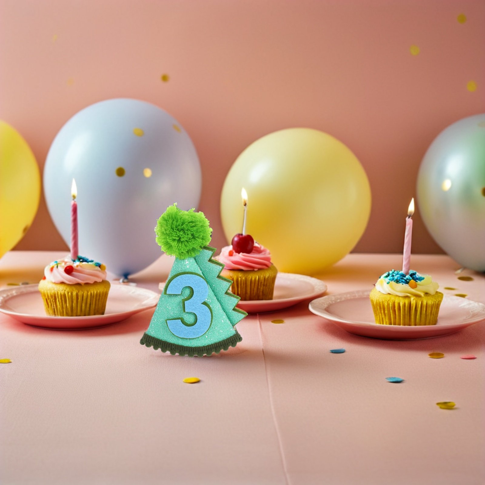 恐竜の誕生日帽子 緑の円錐形スパンコール 数字3 パーティー - Party Hat Cone のレビューと価格