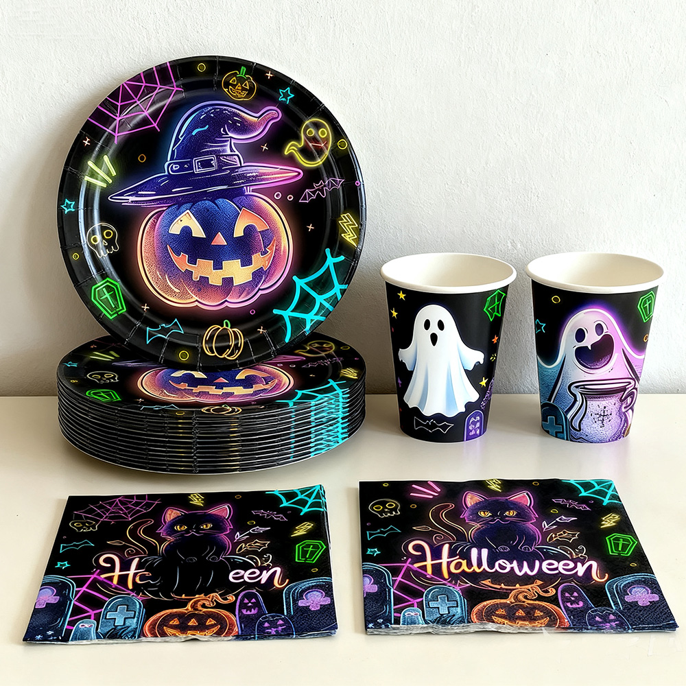 ハロウィンパーティー用紙皿、ナプキン、カップ、ハロウィンテー - Table Cloth Disposable のレビューと価格