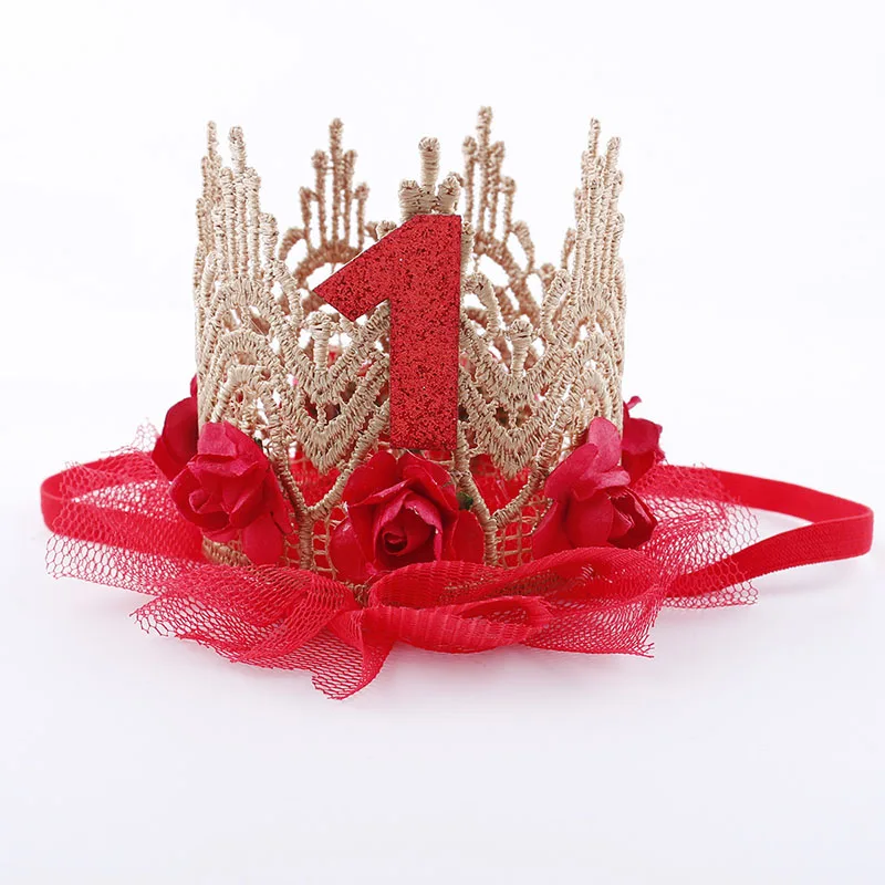 赤ちゃんのための最初の誕生日のための王冠の帽子,花の王女のヘ - Party Hat Cone のレビューと価格